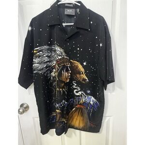 Men's No Contest Ringo Sport Native American Button Down Shirt L Bears Outdoors